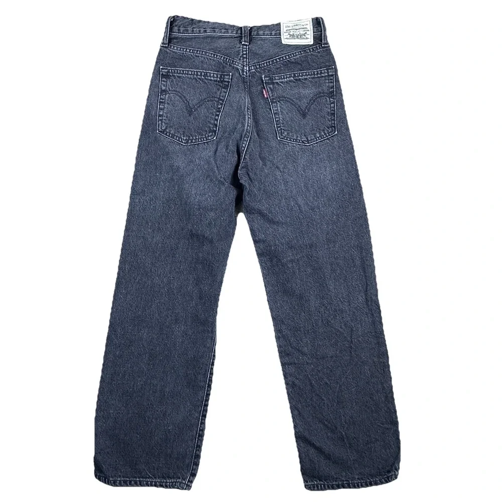 Levi's Women 27 Ribcage Straight Wellthread Black Denim Jeans Hemp‎ Cotton Blend